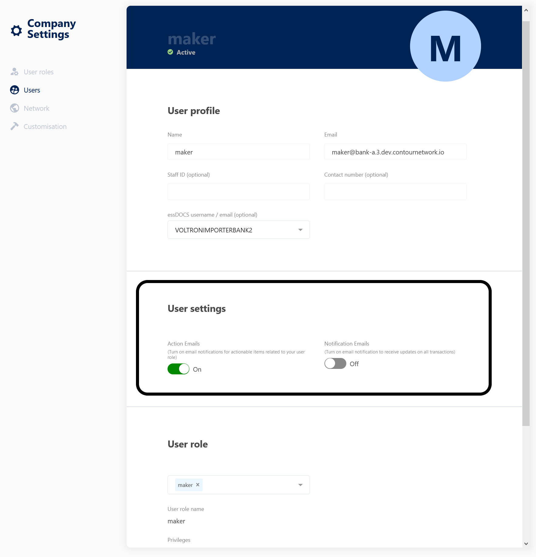 Email preferences setup