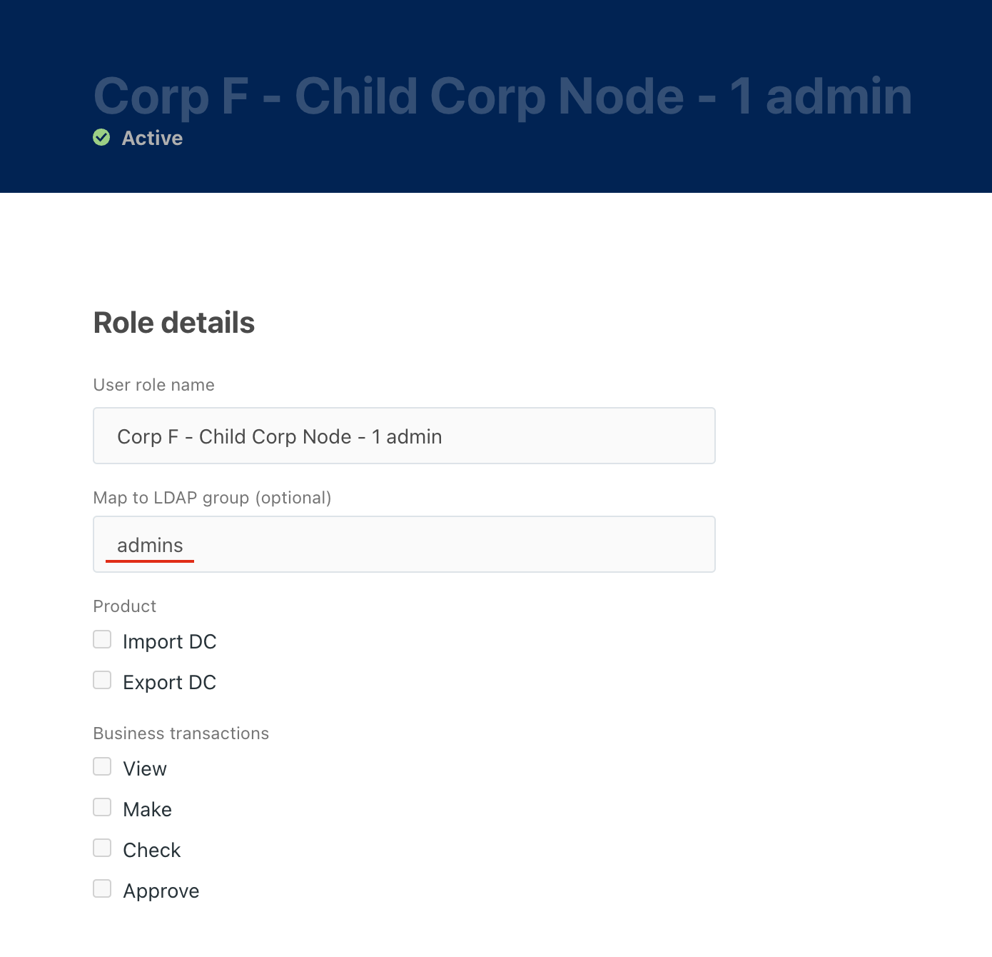 Example of mapping Identity Admin to Ldap Group