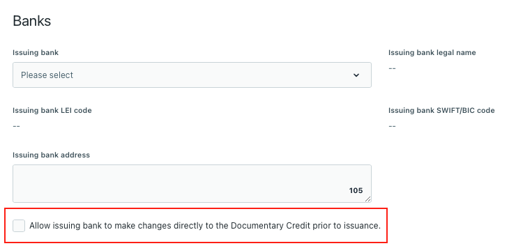 Allow direct changes by Issuing Bank